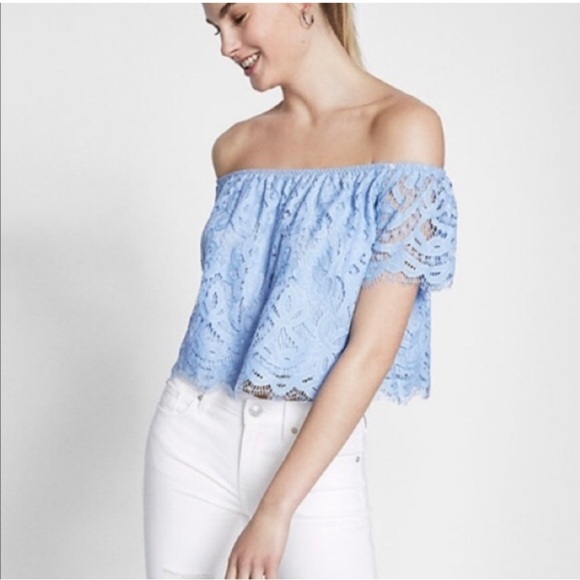 5/$25 Item Express Off Shoulder Lace Crop - Picture 1 of 6